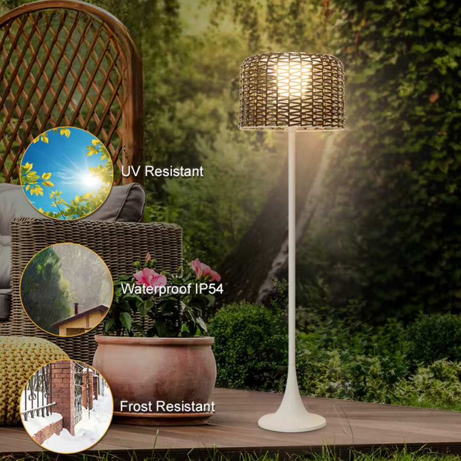 Modern Floor Lamp - Solar Outdoor Rattan Woven