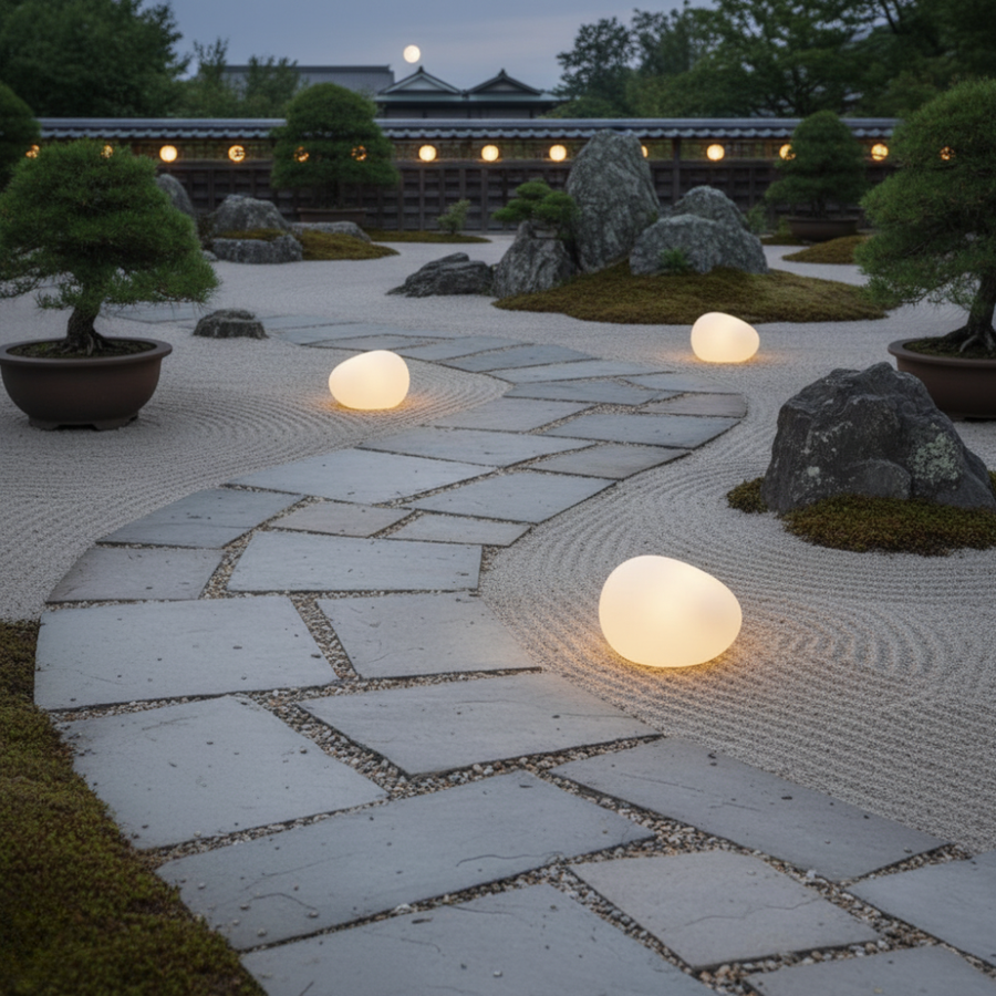 LunaStone | Solar Outdoor Pebble Stone Light, Waterproof LED Pathway Light for Garden