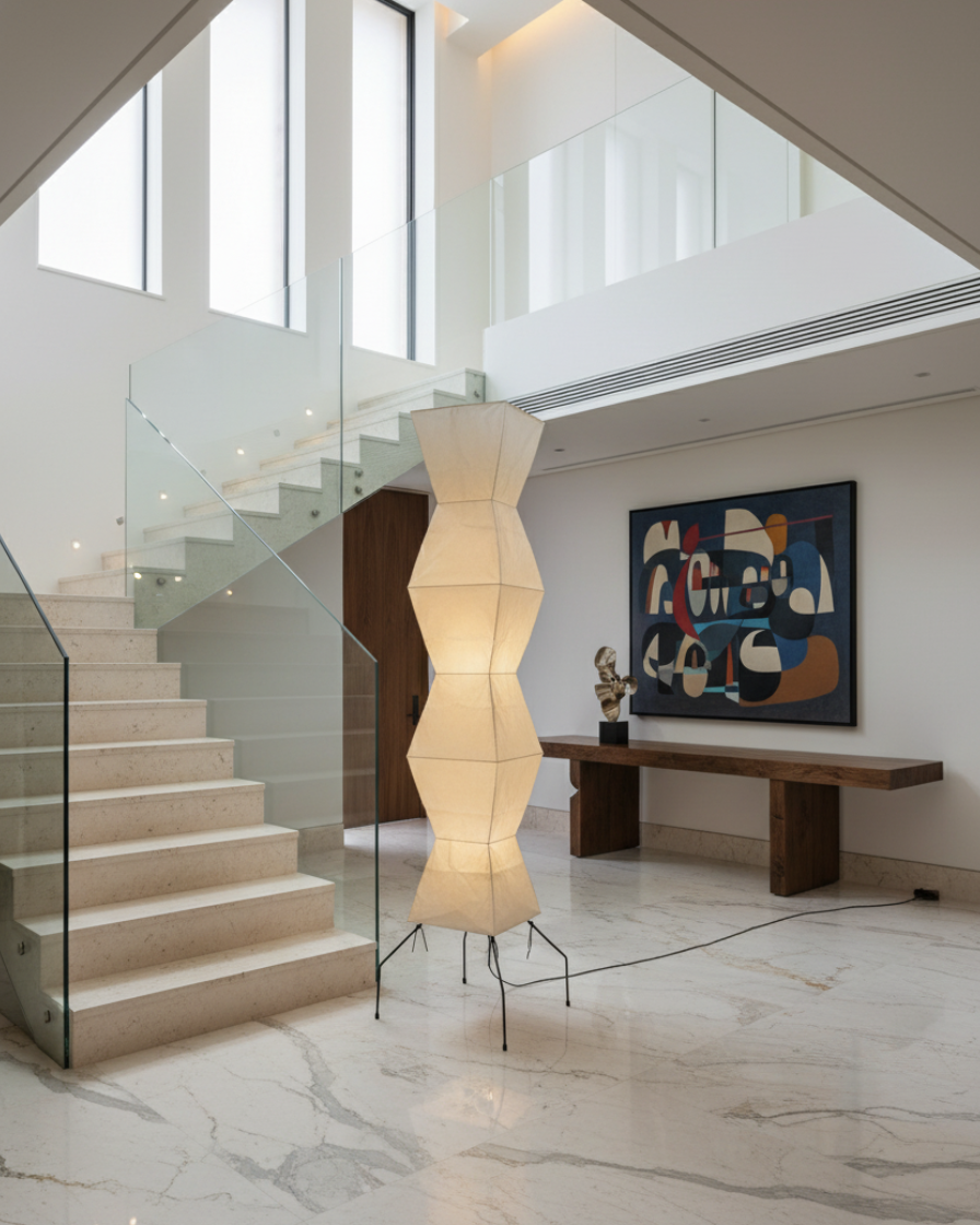 Modern Floor Lamp - Minimalist Japanese Washi Paper