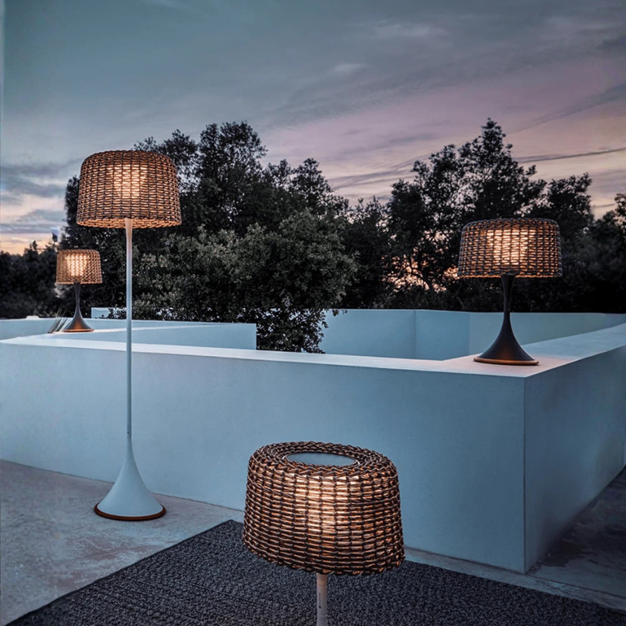 Modern Floor Lamp - Solar Outdoor Rattan Woven