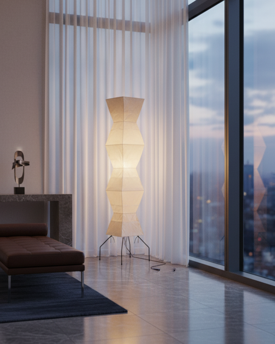 Modern Floor Lamp - Minimalist Japanese Washi Paper