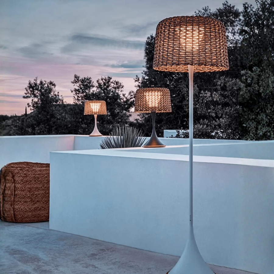 Modern Floor Lamp - Solar Outdoor Rattan Woven