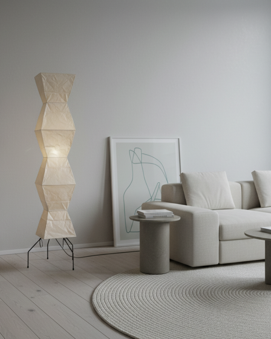 Modern Floor Lamp - Minimalist Japanese Washi Paper