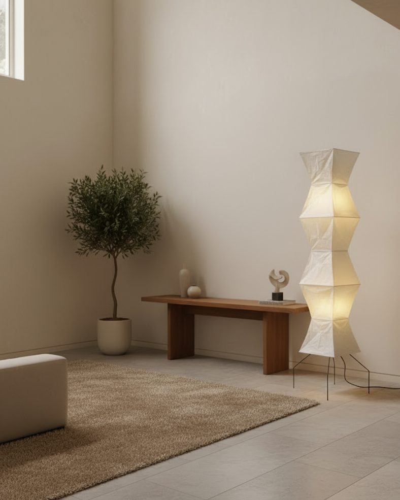 Modern Floor Lamp - Minimalist Japanese Washi Paper