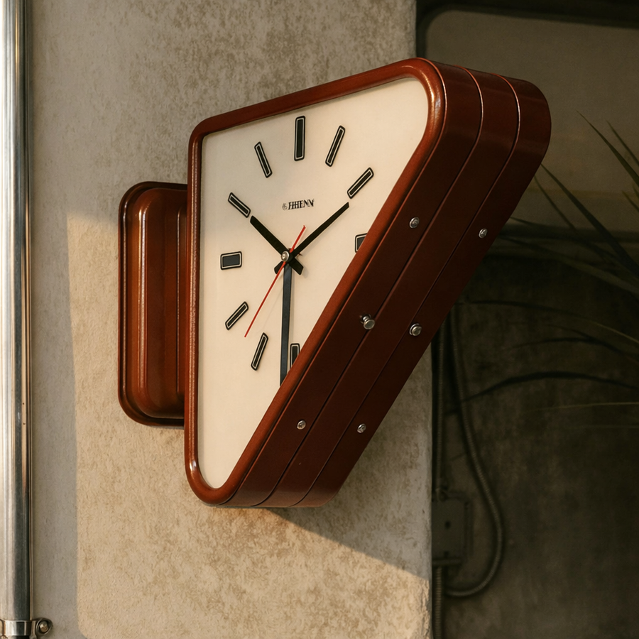 Geometric Wall Clock - Dual Triangle Modern Design