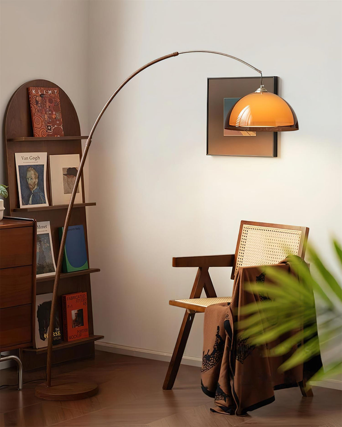 Dimmable Arc Floor Lamp – Metal Standing Light with Fabric Shade