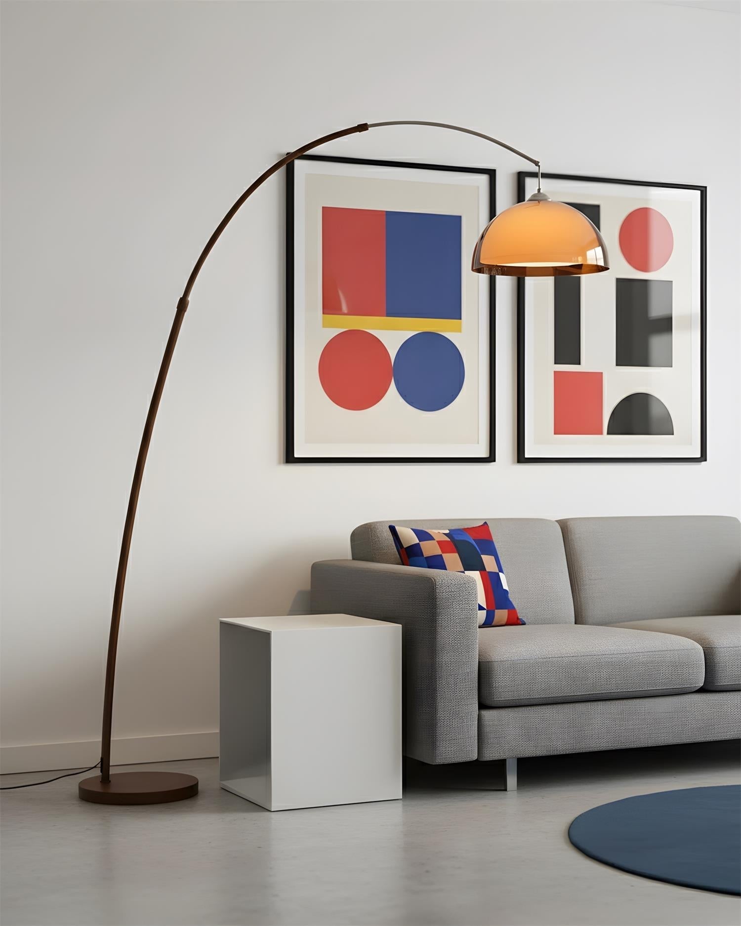 Dimmable Arc Floor Lamp – Metal Standing Light with Fabric Shade