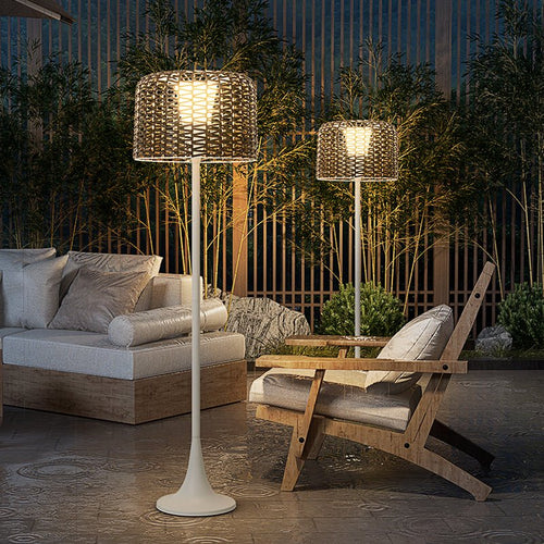 Modern Floor Lamp - Solar Outdoor Rattan Woven