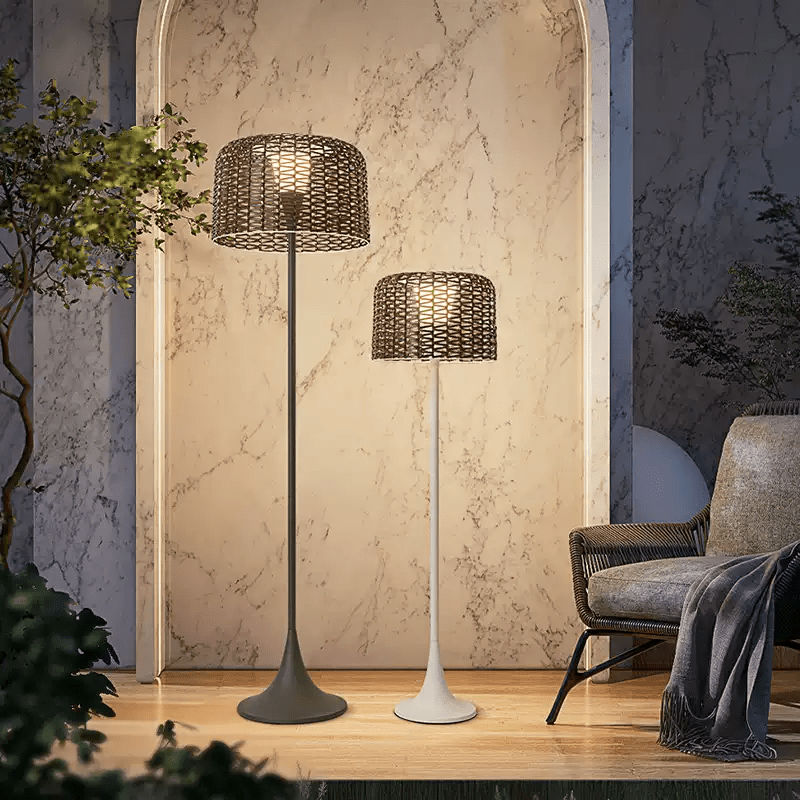 Modern Floor Lamp - Solar Outdoor Rattan Woven