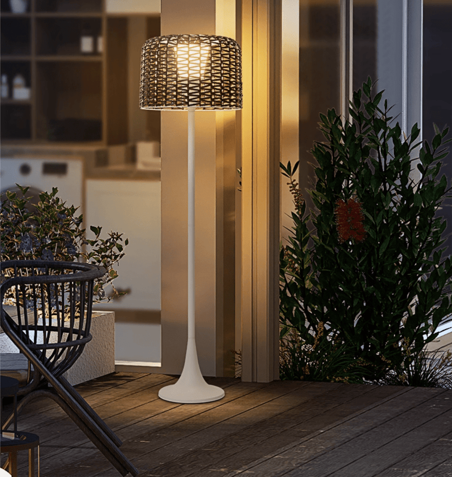 Modern Floor Lamp - Solar Outdoor Rattan Woven