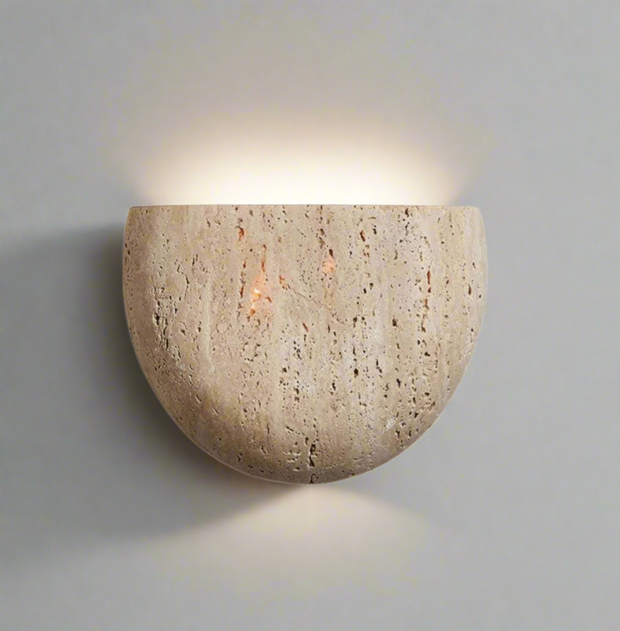 Travertine Wall Light - Hand-Finished Natural Stone Sconce