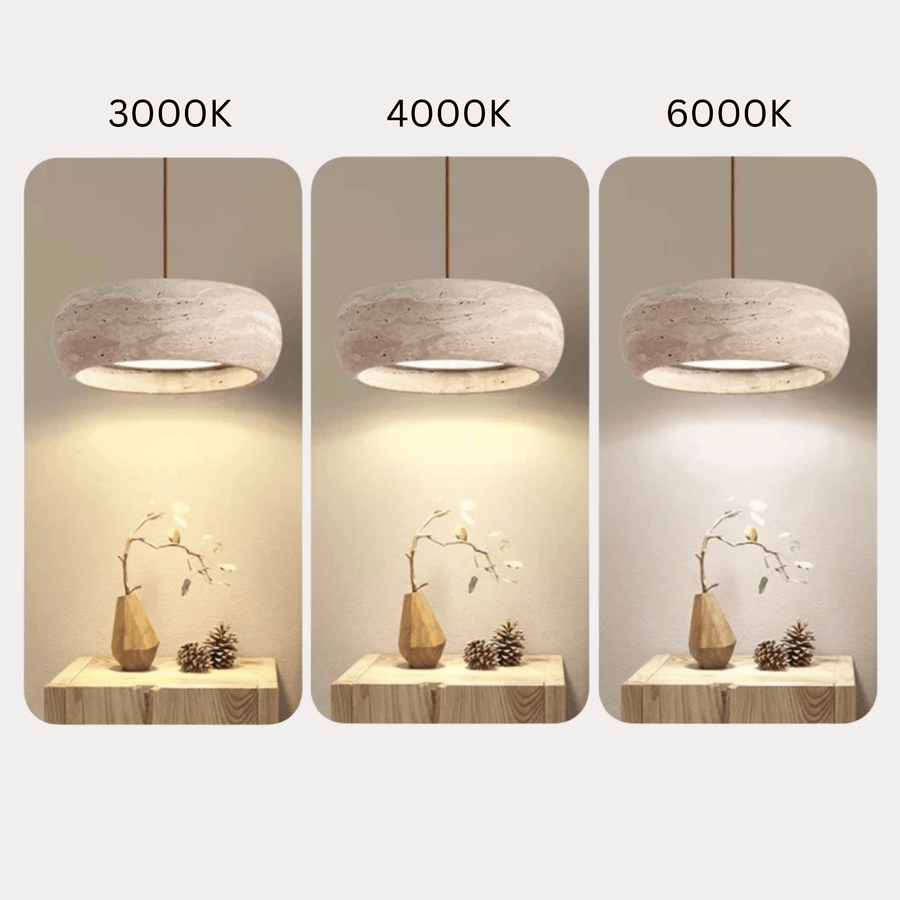 Travertine LED Pendant Light Dimmable - Hand-Finished Natural Stone