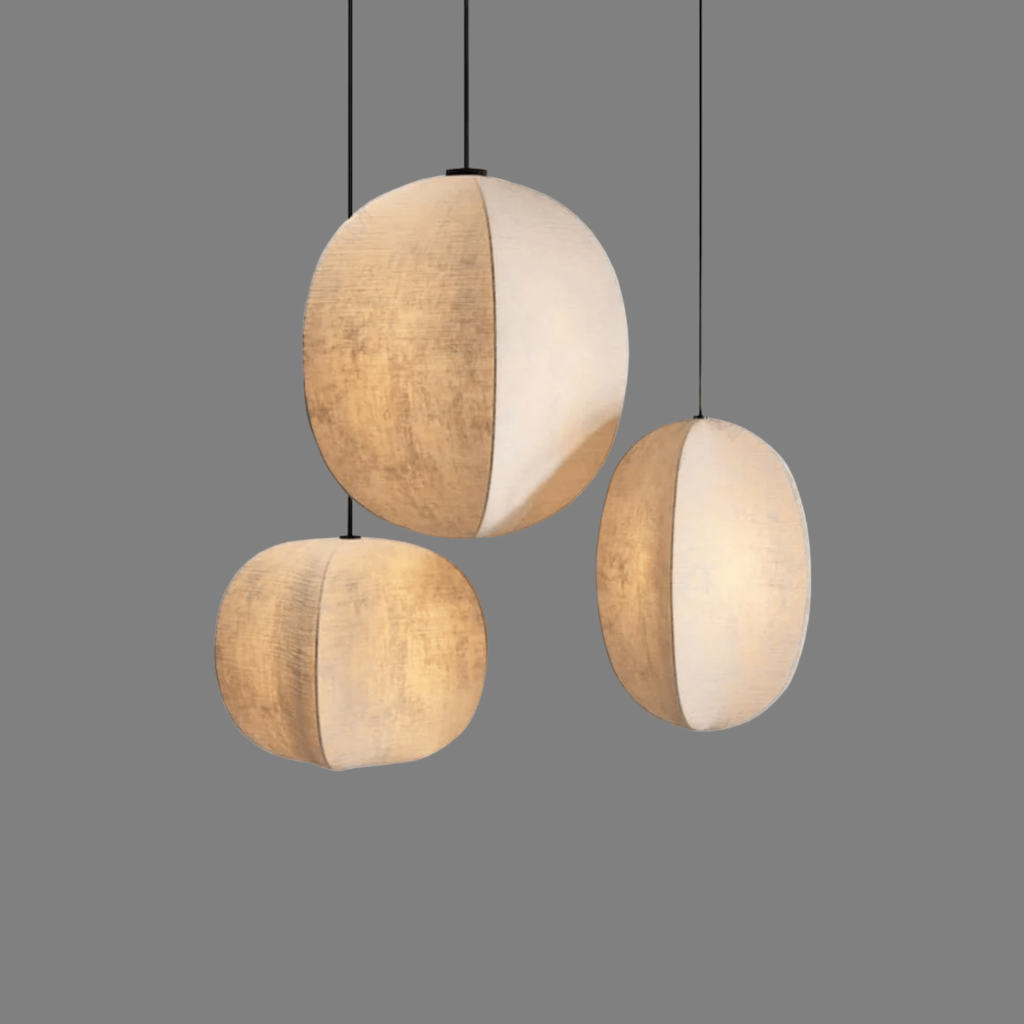 Linen Lantern Pendant Light Modern - Hanging Fixture