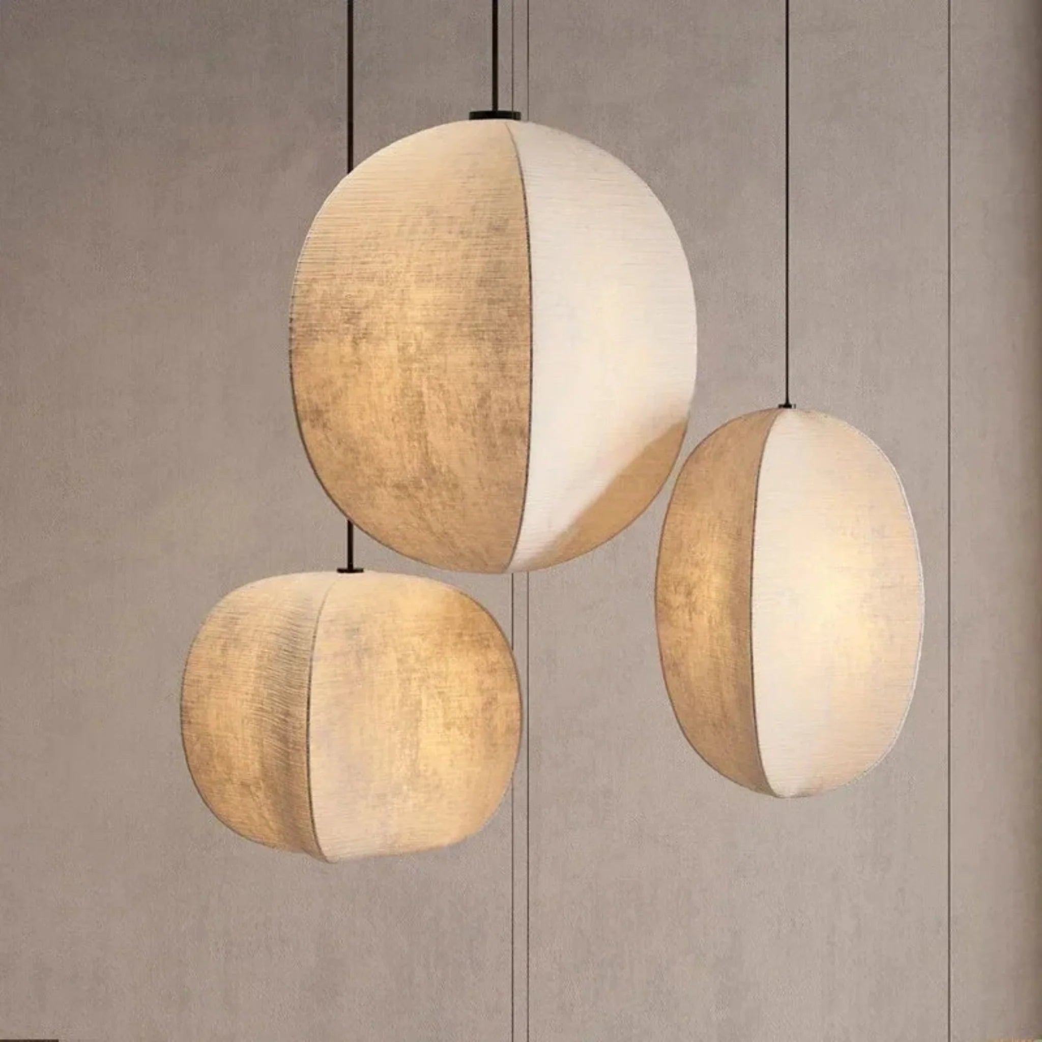 Linen Lantern Pendant Light Modern - Hanging Fixture