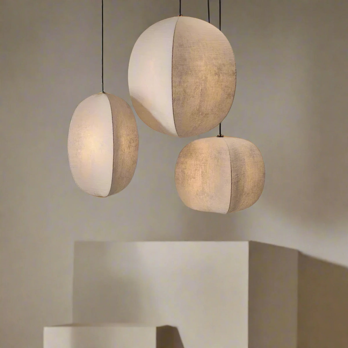 Linen Lantern Pendant Light Modern - Hanging Fixture