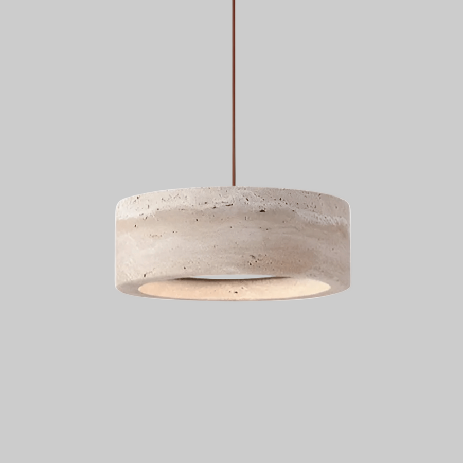 Travertine LED Pendant Light Dimmable - Hand-Finished Natural Stone