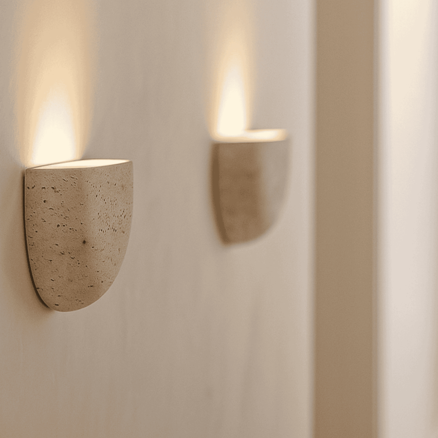 Travertine Wall Light - Hand-Finished Natural Stone Sconce