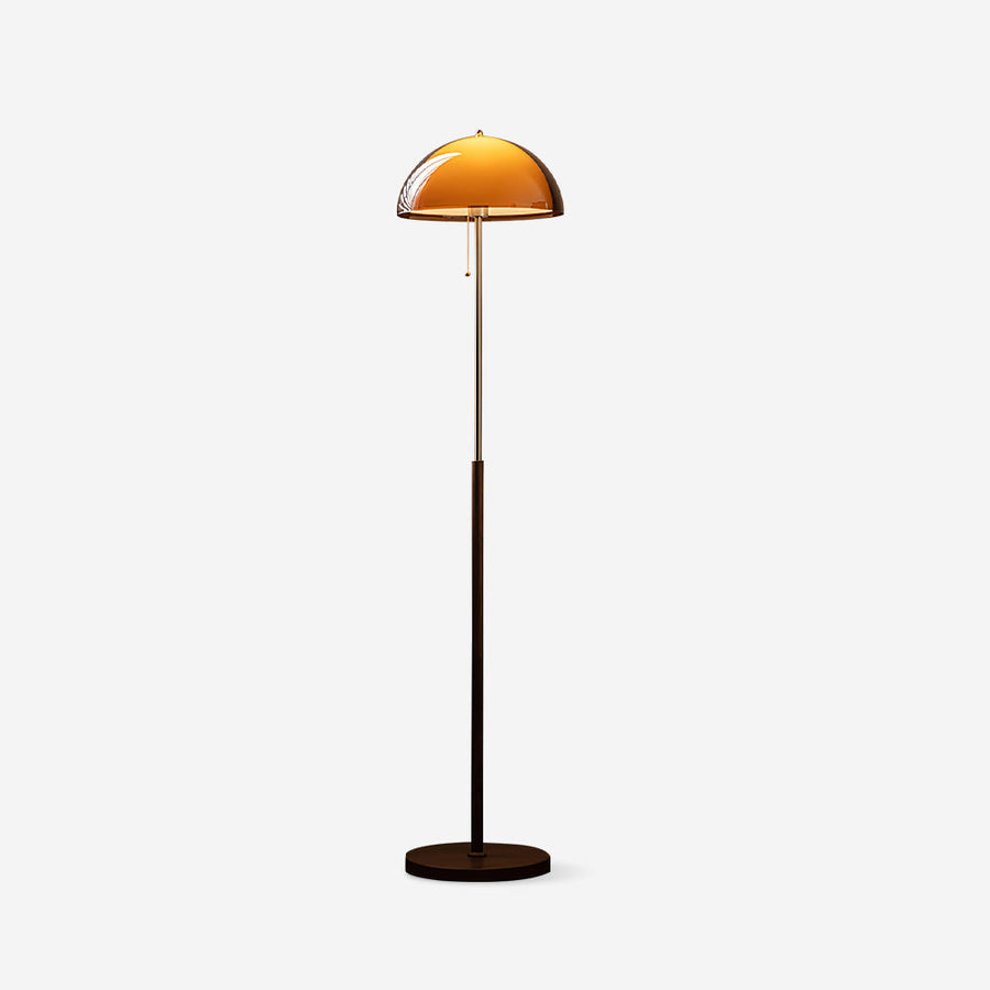 Modern Floor Lamp - Retro Amber Acrylic Dome