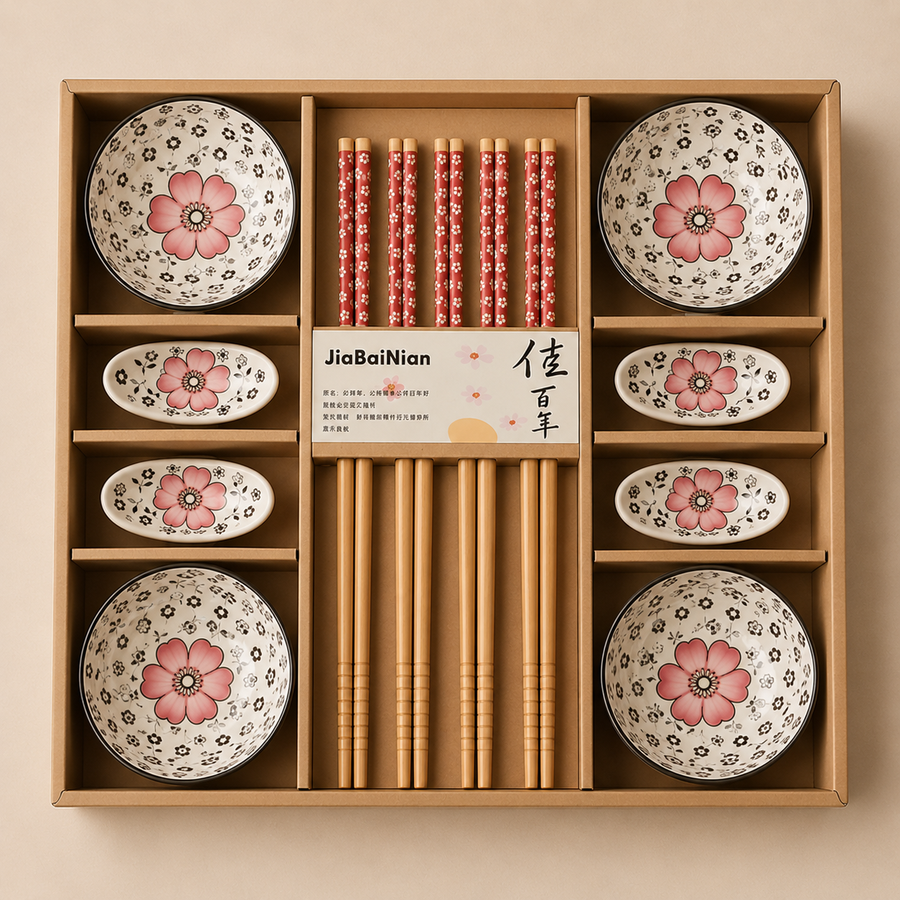 SakuraBloom Sushi Dinnerware Set (12-Piece Gift Box)