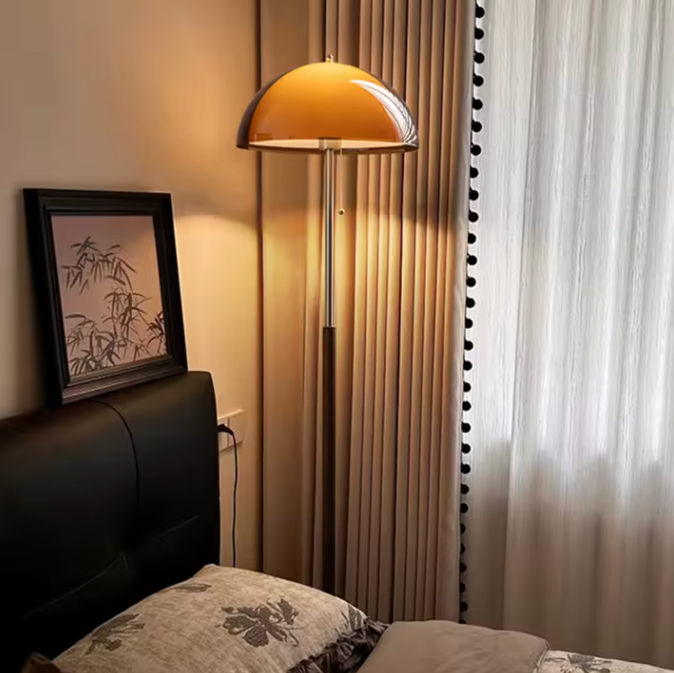 Modern Floor Lamp - Retro Amber Acrylic Dome