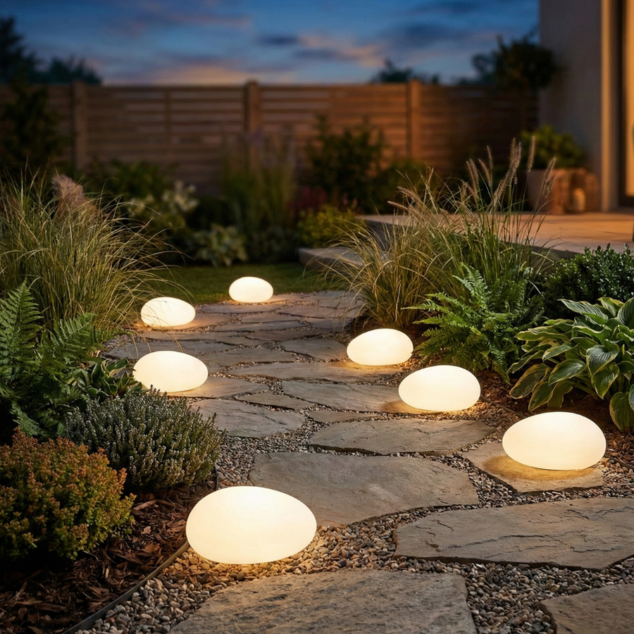 LunaStone | Solar Outdoor Pebble Stone Light, Waterproof LED Pathway Light for Garden