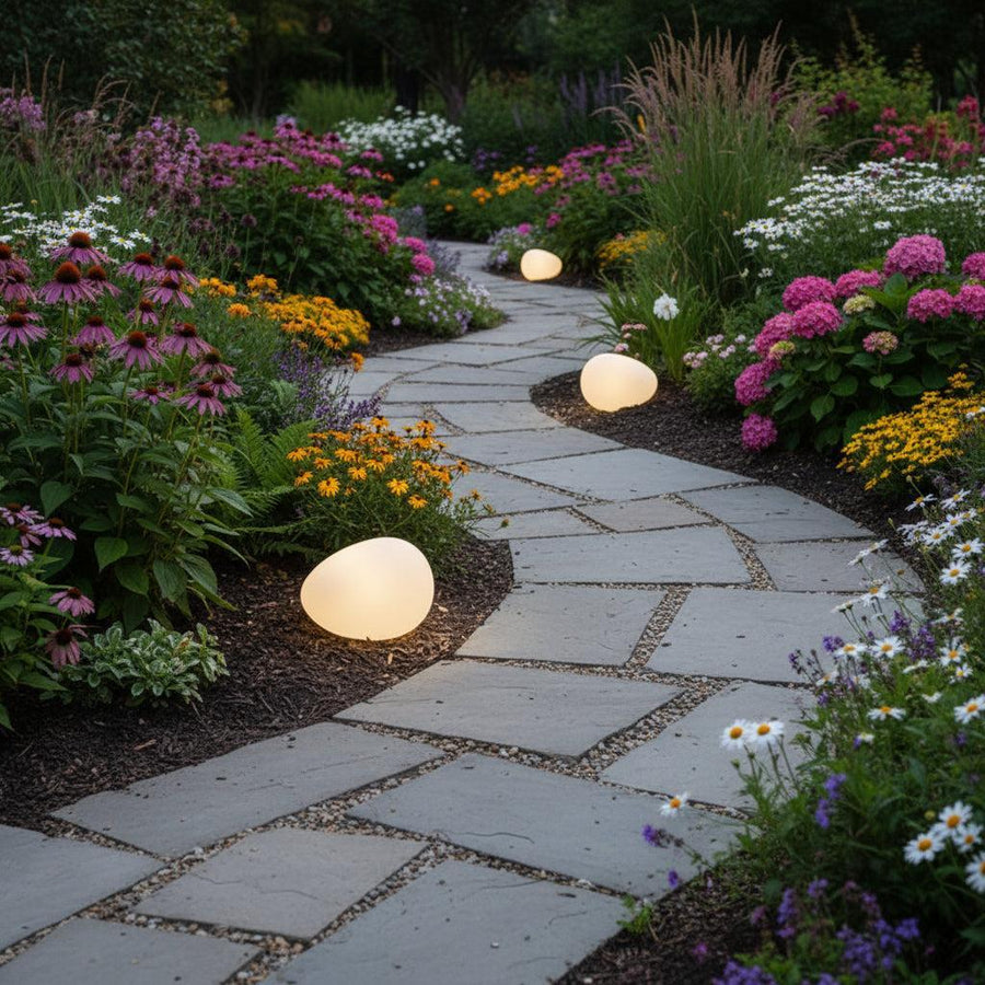 LunaStone | Solar Outdoor Pebble Stone Light, Waterproof LED Pathway Light for Garden