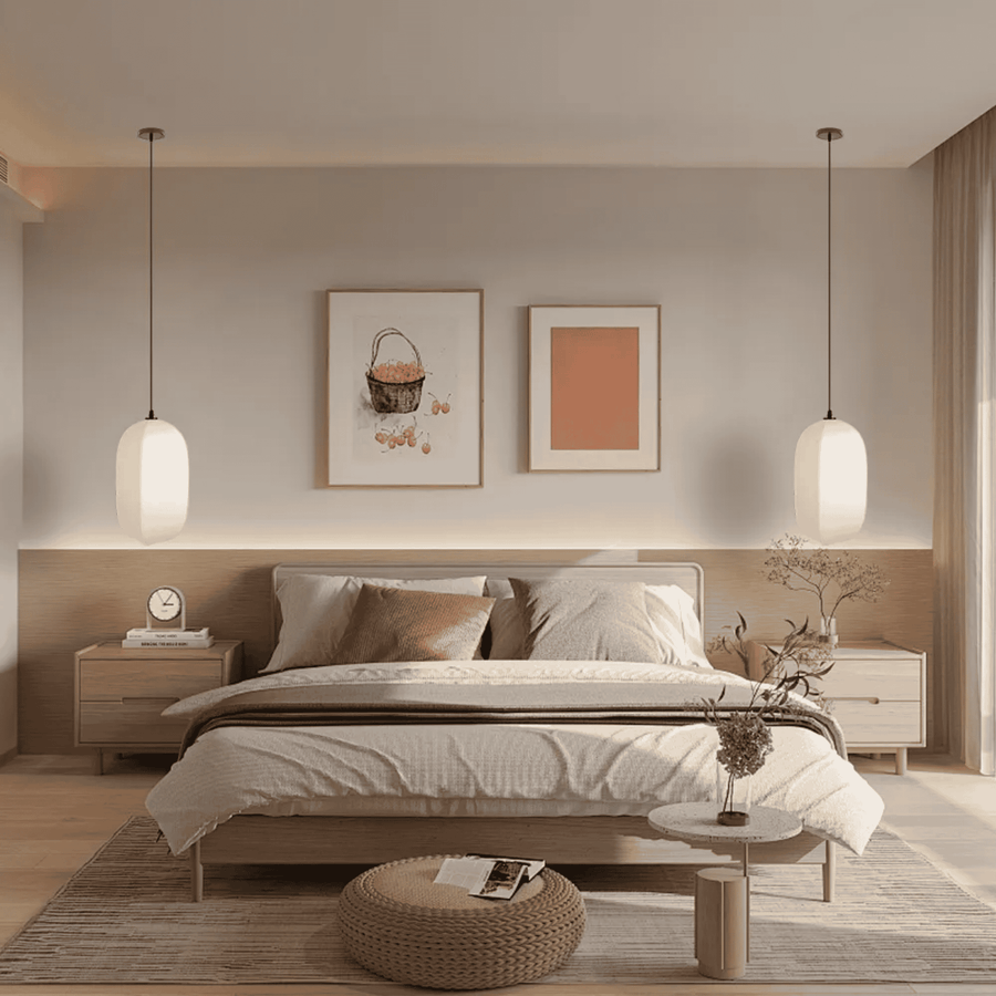 Linen Lantern Pendant Light Modern - Hanging Fixture