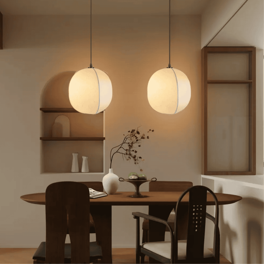 Linen Lantern Pendant Light Modern - Hanging Fixture