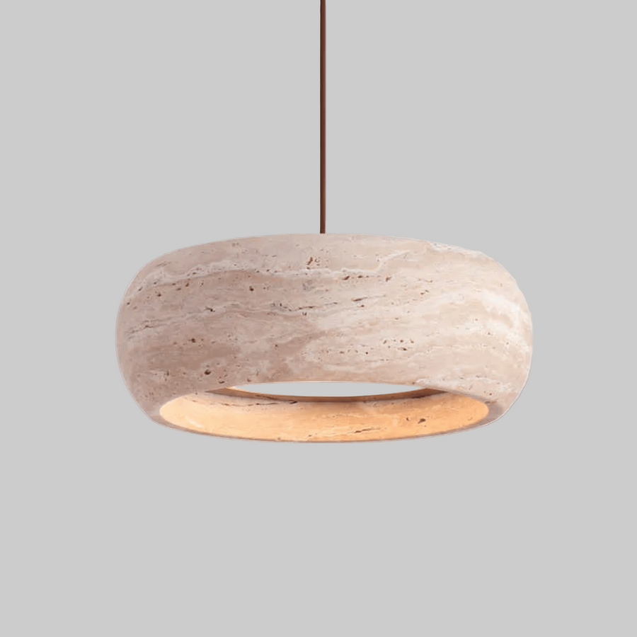 Travertine LED Pendant Light Dimmable - Hand-Finished Natural Stone