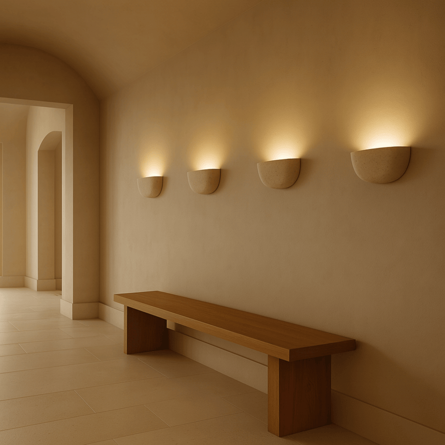 Travertine Wall Light - Hand-Finished Natural Stone Sconce
