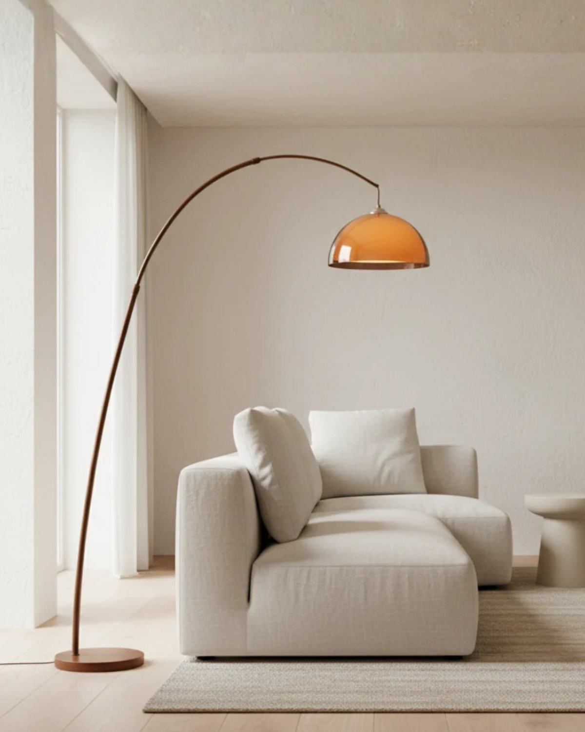Dimmable Arc Floor Lamp – Metal Standing Light with Fabric Shade