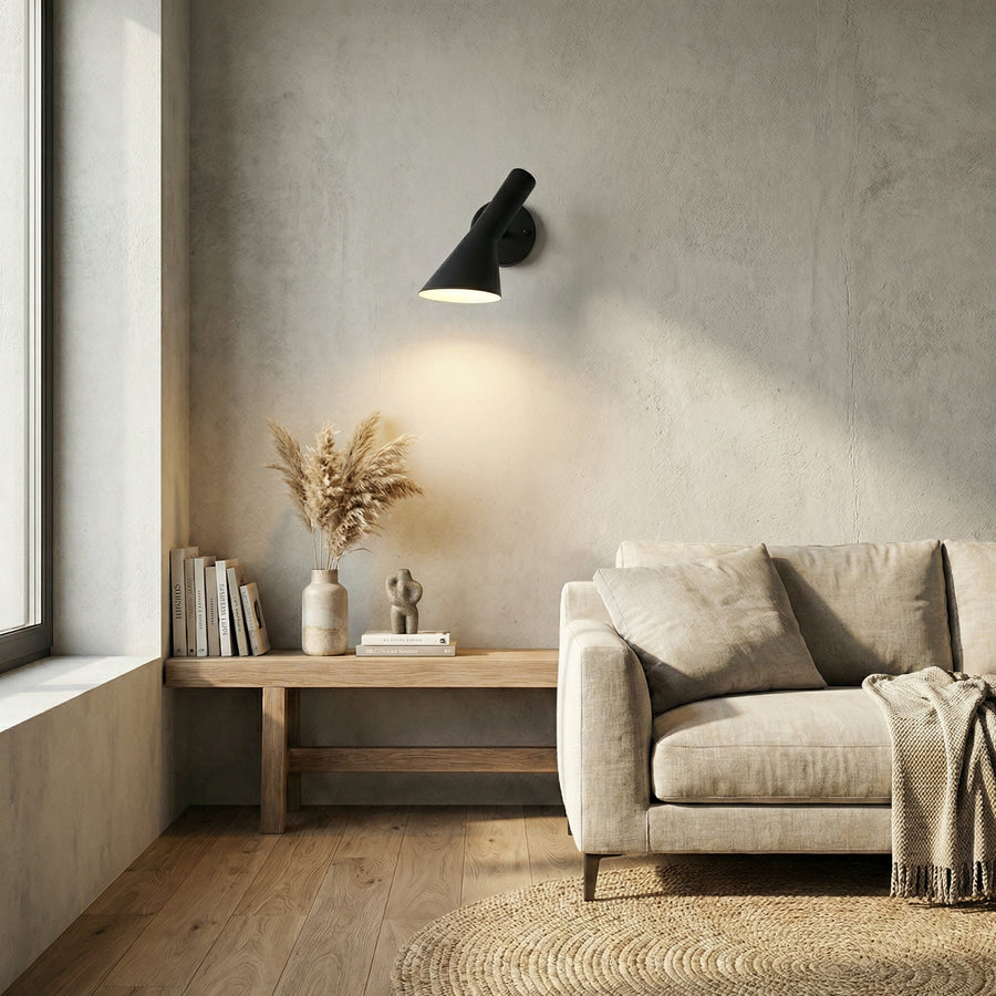 Minimalist Bedside Wall Light – Iron Sconce with Wood Detail