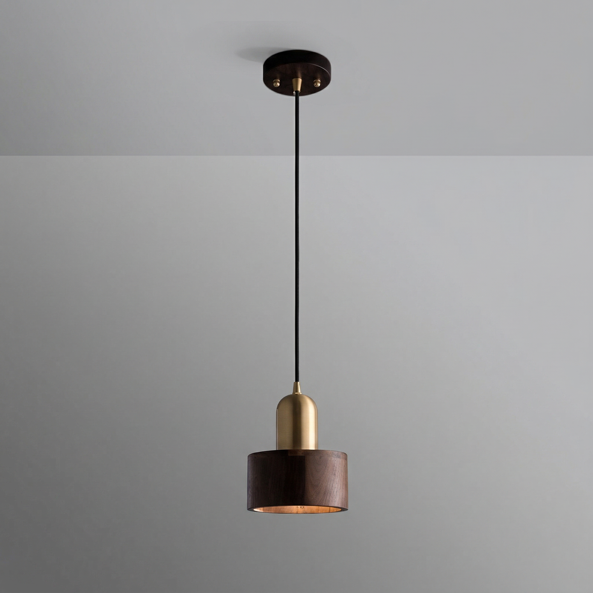 Japanese Walnut Wood Pendant Light – Cylinder E27