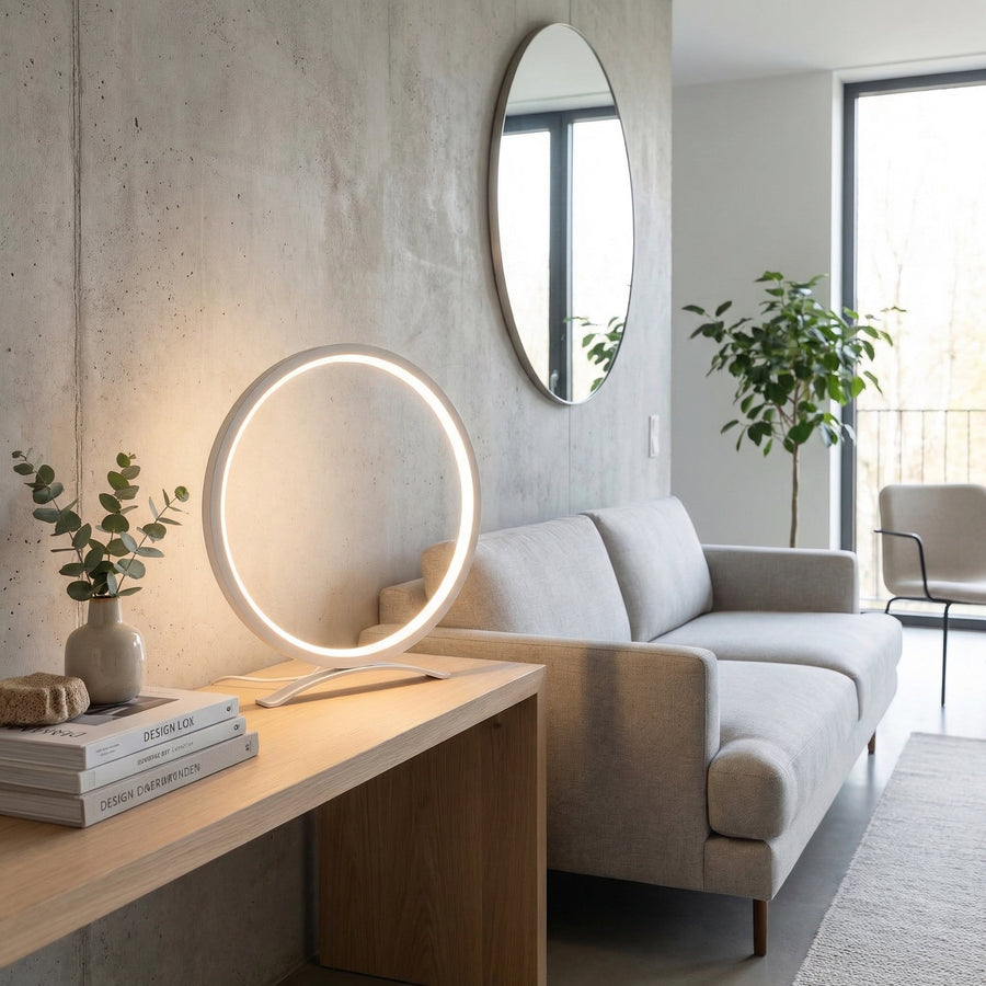 Nordic Ring LED Table Lamp – Modern Halo Bedside Light