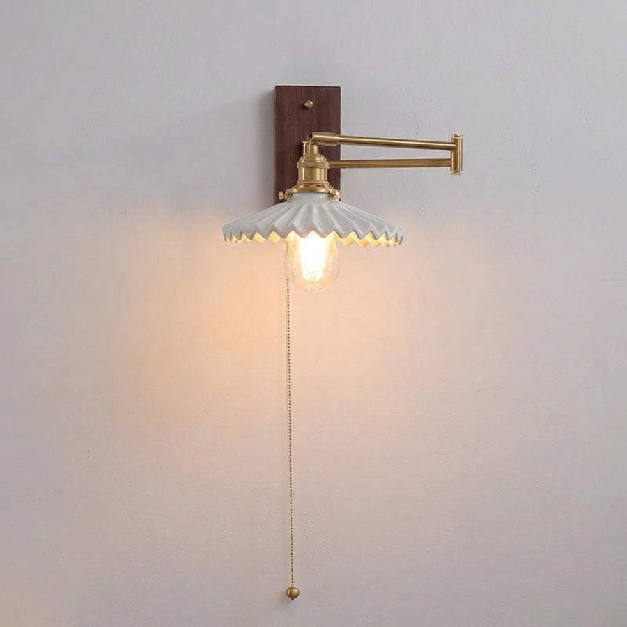 Wave Porcelain Wall Light – Adjustable Brass Arm, Nordic Design