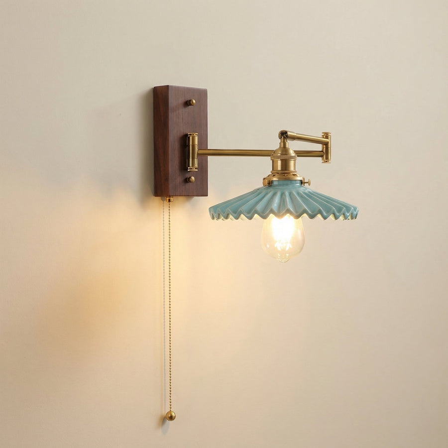 Wave Porcelain Wall Light – Adjustable Brass Arm, Nordic Design