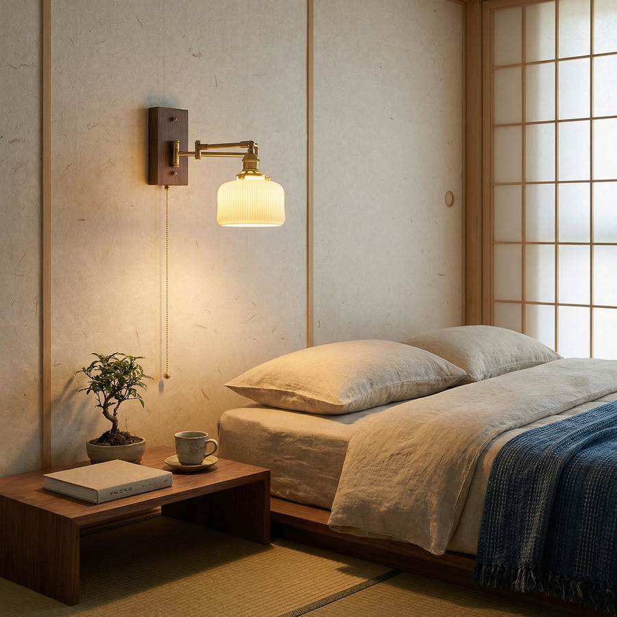 Ceramic Bell Wall Light – Adjustable Brass Arm, Nordic Design