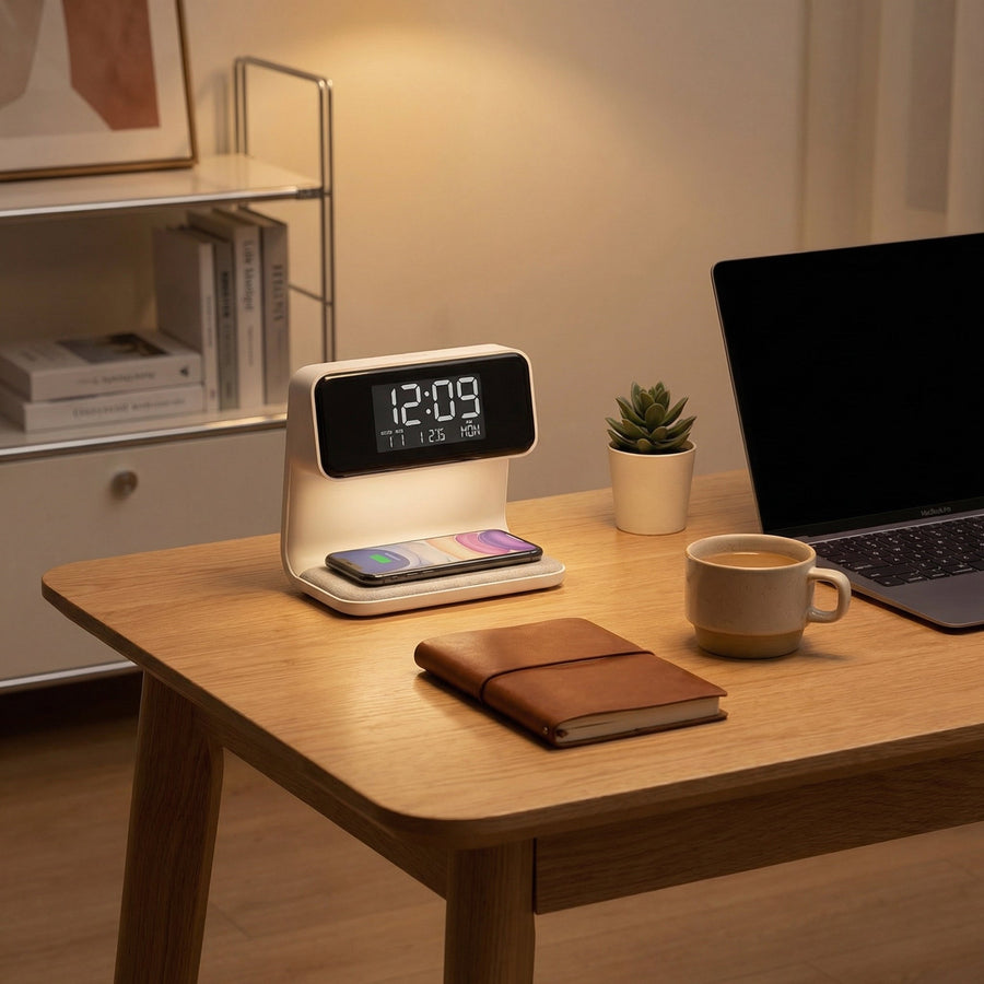 3-in-1 Wireless Charging Alarm Clock Night Light