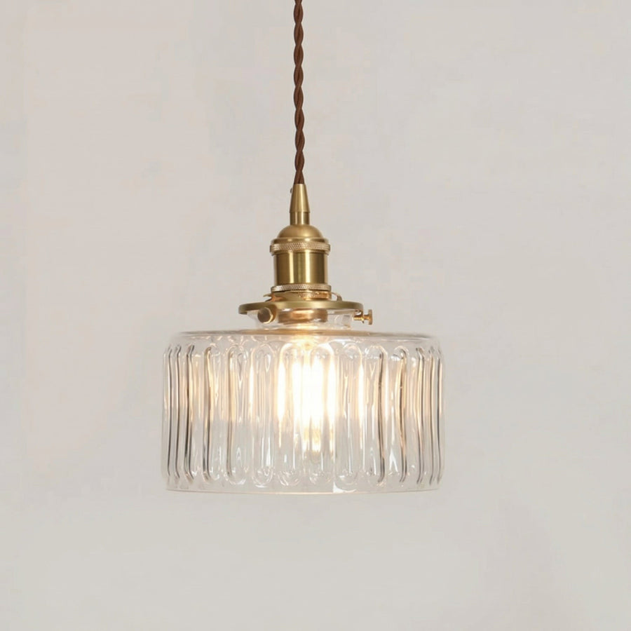 Vintage Brass Glass Pendant Light – Green or Clear Shade