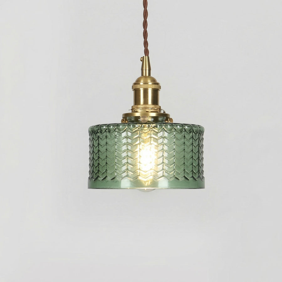 Vintage Brass Glass Pendant Light – Green or Clear Shade