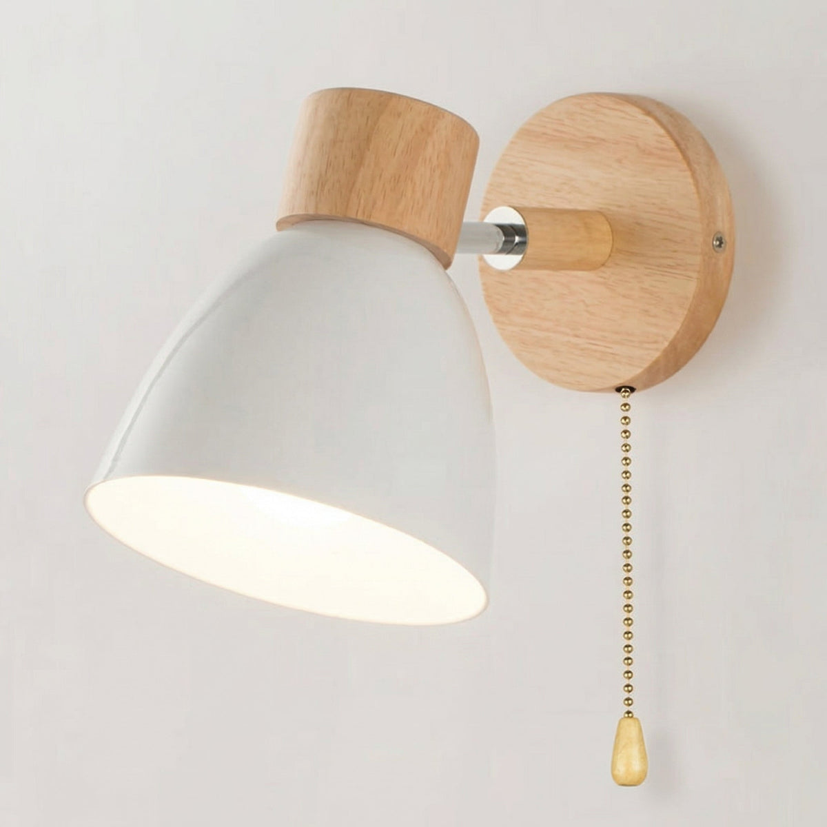 Adjustable Wall Light with Pull Cord – Wood & Metal
