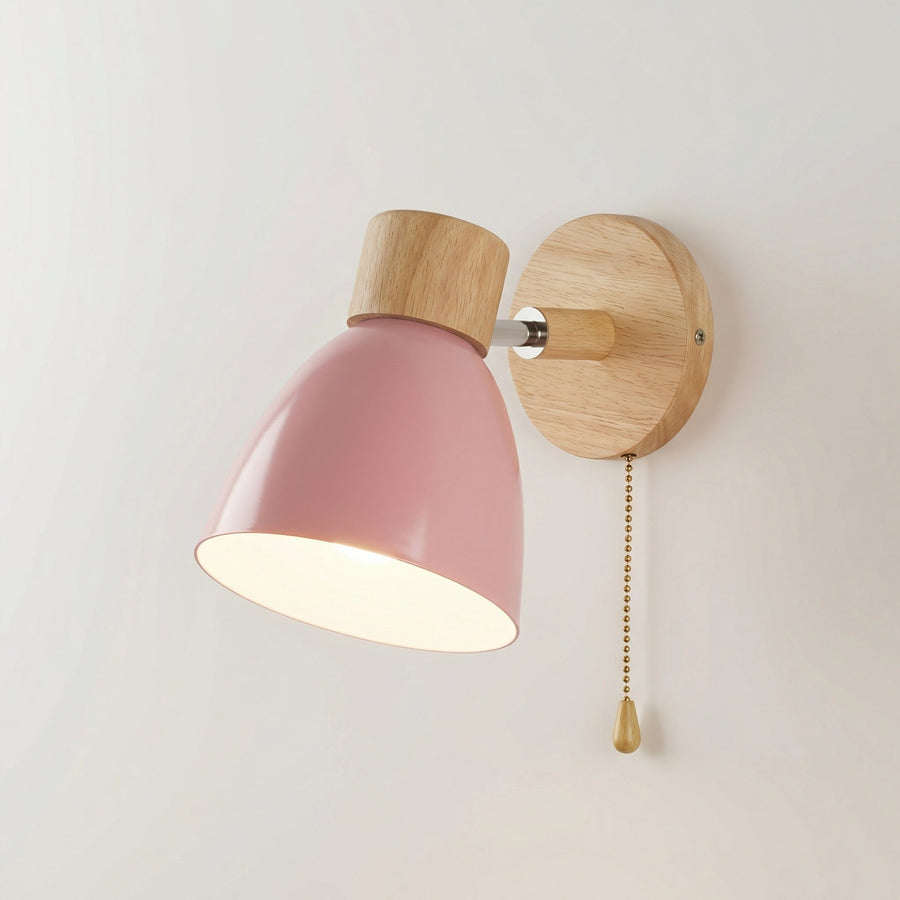 Adjustable Wall Light with Pull Cord – Wood & Metal