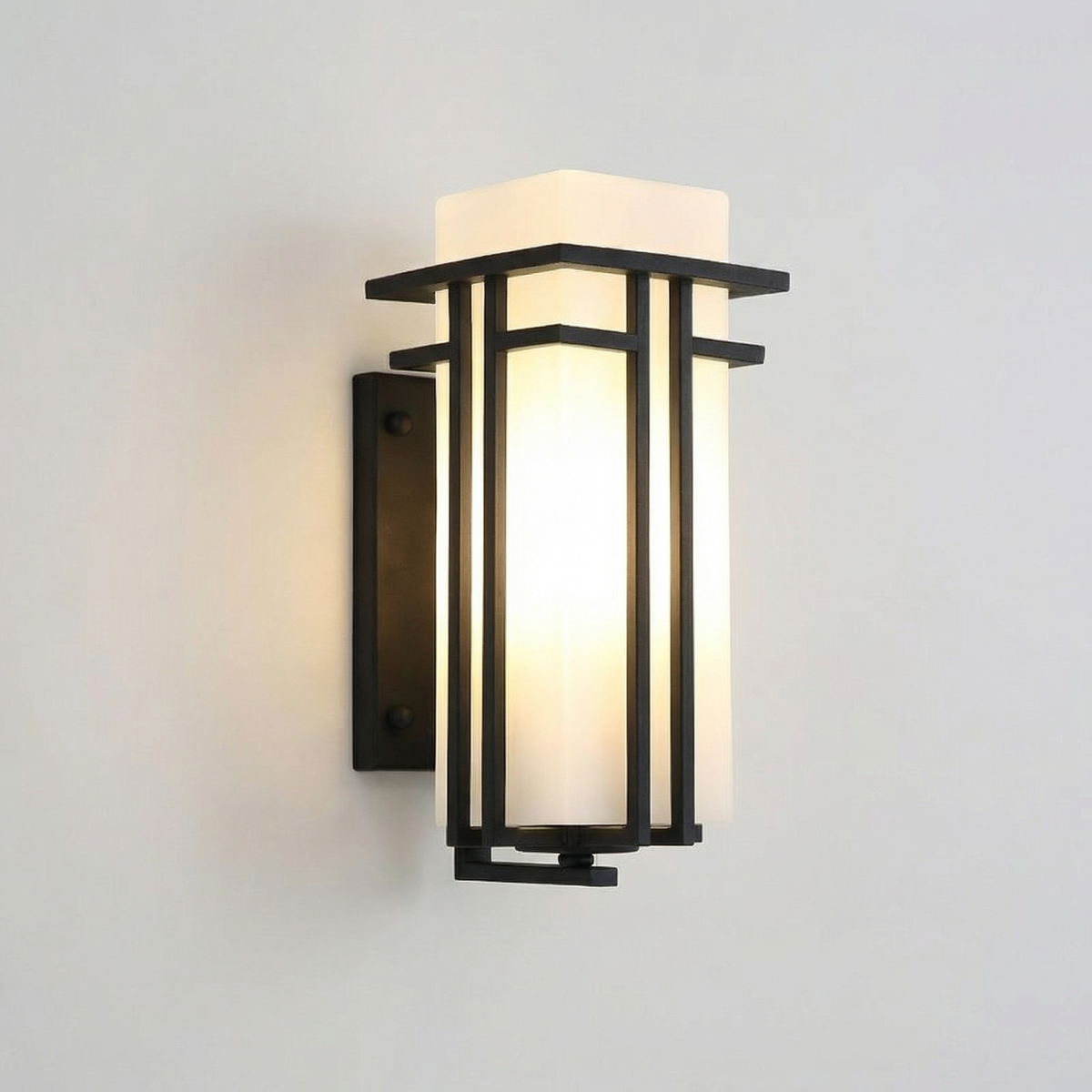 Chinese-Style Outdoor Wall Lantern – Black E27 Light