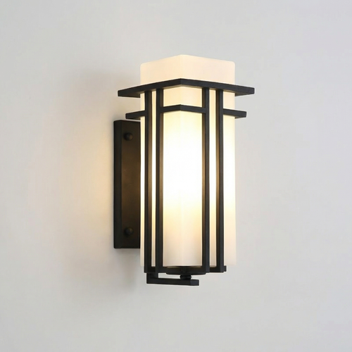 Chinese-Style Outdoor Wall Lantern – Black E27 Light